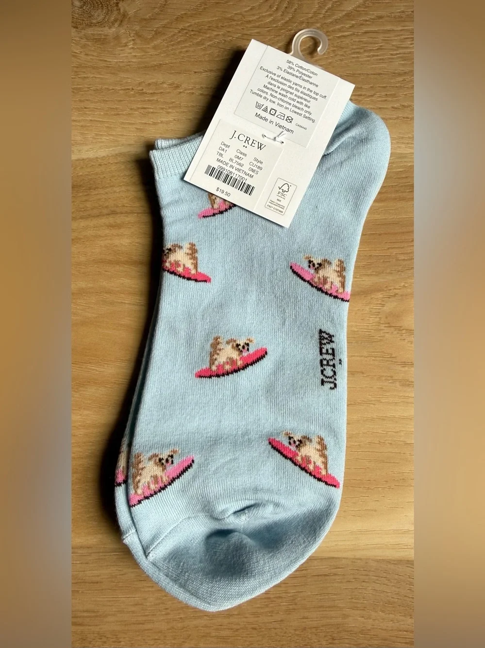 J. Crew Women’s Surfing puppy ankle socks - CU189 - One Size - NWT